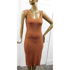 Sandro‎ Andy Copper Stretch Knit Crystal Sleeveless Dress sz 36